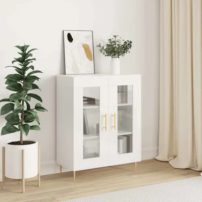 Image de vidaXL Sideboard blanc brillant 69,5x34x90 cm Bois composite