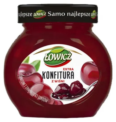 Zdjęcie produktu dla Łowicz Konfitura extra z wiśni obniżonej zawartości cukrów 240 g