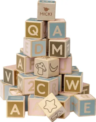 Produktbild von Micki Holzbausteine Alphabet Lernspielzeug 36 Stück