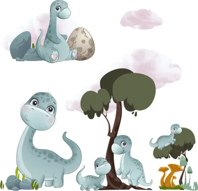 Produktbild von Wandtattoo Dinosaurier, Pastell, mit umweltfreundlichen, geruchsneutralen Druckfarben - Wandsticker, Wandaufkleber Kinder 150 x 250 cm
