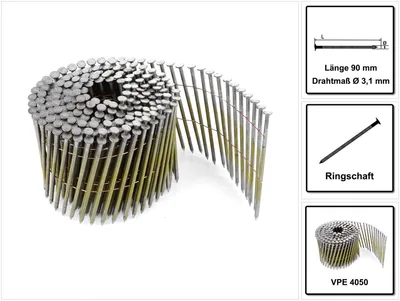 Produktbild von BOSTITCH RLX Ringelspitzen - Ø301mm - lg 90mm - glänzend - 4050 Stück - F310R90Q