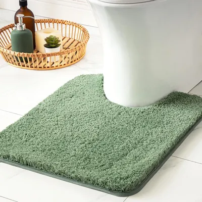 Obrázek produktu pro Protiskuzová rohož do koupelny, tvar U, zelená, 50x50 cm, z mikrovlákna, savá, vhodná do pračky