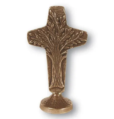 Produktbild von Stehkreuz Lebensbaum 12 cm Bronze, patiniert