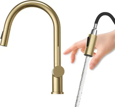 Produktbild von Granitan | NAYA - Küchenarmatur - Ausziehbarer Auslauf - 360° schwenkbar - Chrom, Gold