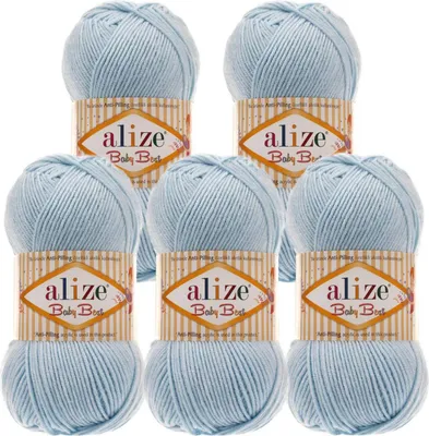 Produktbild von 5 x 100g Strickgarn ALIZE Baby Best uni Babywolle Wolle Antipilling 44 Farben