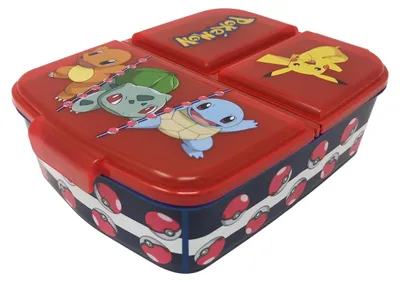 Produktbild von Theonoi Pokémon Brotdose für Kinder – Lunchbox mit 3 Fächern & Unterteilung – BPA-freie Sandwichbox für Schule & Kindergarten – Pikachu Design