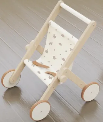 Image de Poussette pour poupées en bois, couleur naturelle