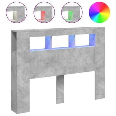 Image de vidaXL Tête de lit LED gris béton 140x18,5x103,5 cm Bois composite