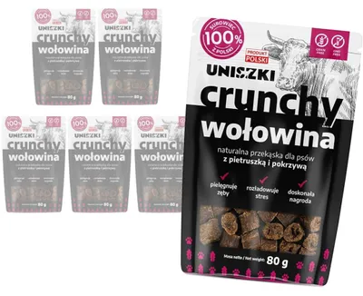 Zdjęcie produktu dla Uniszki Crunchy Wołowina 6x80g Naturalny Przysmak Gryzak Dla Psa