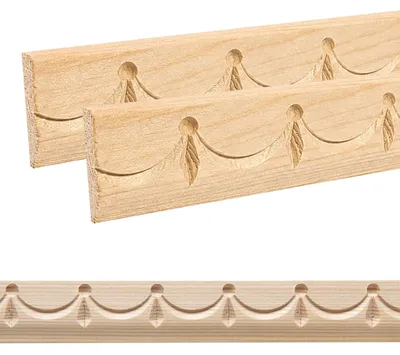 Produktbild von Holz Profilleiste in 30 x 7 x 1000 mm | 2er Set - 2 Meter | Schnitzleiste aus Kiefernholz SK-891 mit 3D Tropfen-Band-Motiv