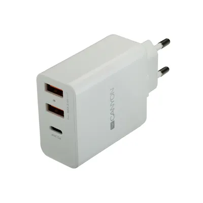 Produktbild von Canyon H-08 - Netzteil - 30 Watt - 2.4 A - PD, Quick Charge - 3 Ausgabeanschlussstellen (USB, 24 pin USB-C)