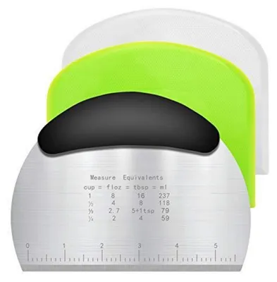 Image de Ensemble de 3 coupe-pâte en acier inoxydable et plastique, avec échelle de mesure, couleur noire