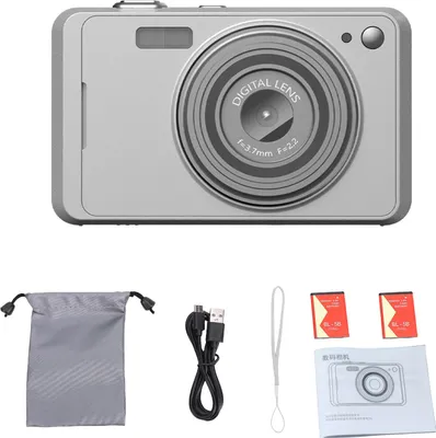 Image de Appareil photo numérique 64 MP, zoom 16x, caméra 4K pour vlogs avec écran 2,88 pouces, pour adolescents, adultes et débutants, couleur argent