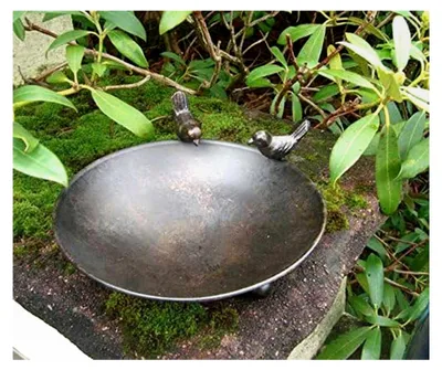Produktbild von Vogeltränke Vogelbad Futterstelle aus massivem Eisen bronzefarben 22