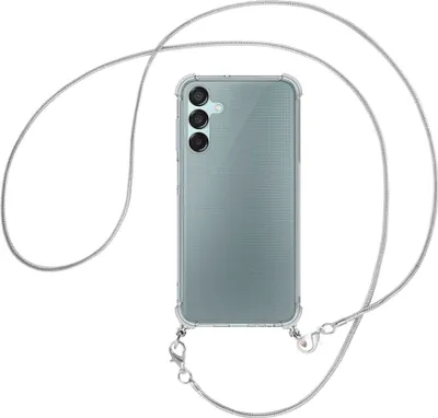 Produktbild von Handykette Backcover-Schutzhülle mit Band (Metall silberfarben) für Samsung Galaxy M15 / F15 5G - silberfarbene Snake-Kette