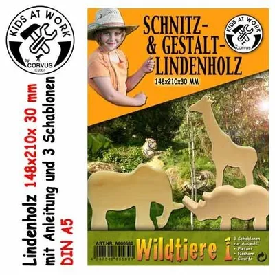 Produktbild von Lindenholz Schnitzholz für Schnitzereien und Modellbau, Serie Wildtiere, 15x21x3 cm