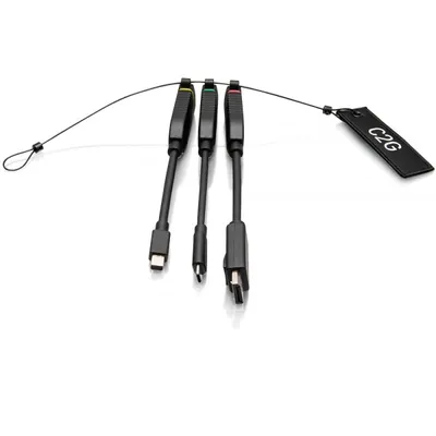 Image de C2G Universal 4K HDMI Dongle Adapter Ring with Color Coded Mini DisplayPort, DisplayPort, and USB-C - Kit adaptateur vidéo - noir - support 4K