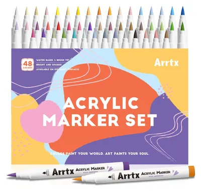 Produktbild von Acrylmarker Set von 48 Farben - Pinselspitze für DIY Kunstprojekte