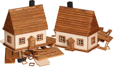 Produktbild von Bastelset Erzgebirgshäuschen, 2 Stück (6cm) von Seiffener Volkskunst