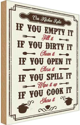 Produktbild von vianmo Holzschild 30x20 cm Küche Our Kitchen Rules Kochen