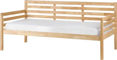 Obrázok produktu pre BELIANI Prírodná drevená pohovka 90 x 200 cm z kaučukového dreva s matracovým rámom v modernom štýle