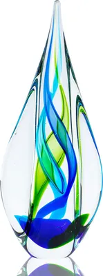 Produktbild von Designer Skulptur 34cm Hoch Glas Design Glasskulptur Glasdeko Blau Grün Unikat