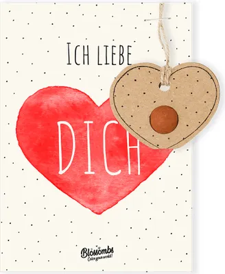 Produktbild von Grußkarte mit Samenbombe-Anhänger - Wildblumensamen Samen Bienenweide - Valentinstag Geschenke - Ich Liebe Dich