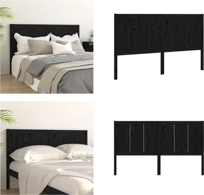 Produktbild von vidaXL Kopfteil Schwarz 205,5x4x100 cm Massivholz Kiefer - Kopfteil - Kopfteile - Bettkopfteil - Holzkopfteil