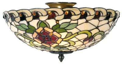 Produktbild von Clayre & Eef Deckenlampe Tiffany Ø 40x25 cm Grün Rot Metall Rose