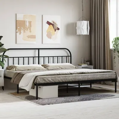 Productafbeelding van Maison Exclusive - Bedframe met hoofdeinde, metaal, zwart, 193x203 cm