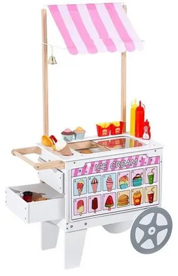Produktbild von Kindereiswagen Einkaufsladen mit 20+ Zubehörteilen - Eisdiele Spielset für Kinder von 3 bis 7 Jahren