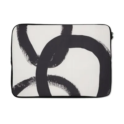 Produktbild von MuchoWow® Laptop Hülle 14 ZollAbstrakt - Formen - Schwarz - Kreise Laptoptasche - Laptoptasche - Stoßsicher - Schutzhaube