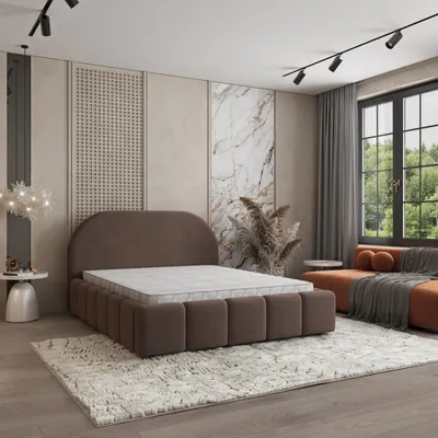 Produktbild von Masseno Polsterbett FLUSSO 140x200 cm, Polsterbett mit Bettkästen -Braun, SORO 28