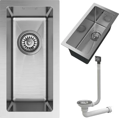 Produktbild von Granitan | Stahlspüle - Spülbecken 1-Kammer - 43,8 x21,8 cm - Rechteckig - Silber - mit Siphon - Bari