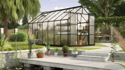 Obrázok produktu pre Vitavia skleník "Uran 11500" čierny 11,5 m² 6 mm HKP