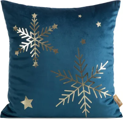 Produktbild von EUROFIRANY | Zierkissenbezug - Dekokissenbezug - 45 x 45 cm - Dunkelblau - Sterne - Weihnachts-Dekokissenhülle - Weihnachten