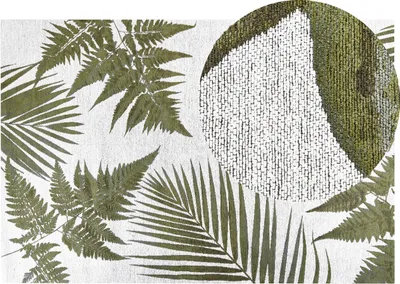 Produktbild von BELIANI Baumwollteppiche Grün Blätter Motiv 200 x 300 cm rustikal Boho