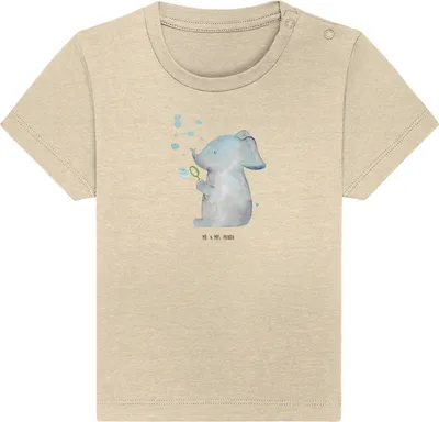 Produktbild von Mr. & Mrs. Panda  T-Shirt Elefant Seifenblasen 24. - 36. Monat - Natural Raw - Geschenk, Elefanten, Baby Kurzarmshirt, Liebesbeweis, Organic Shirt, Lustige Sprüche