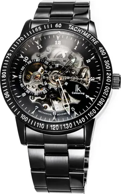 Produktbild von Alienwork IK Automatikuhr Armbanduhr Herren Damen Schwarz Edelstahl Metallarmband Skelett