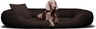 Produktbild von tierlando® Orthopädisches Hundebett Sammy VISCO | Kunstleder - High-Tech-Velours - Größe: 140x105cm | Farbe: 01 Braun