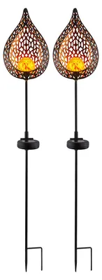Produktbild von 2er Set LED Solar-Steckleuchten im Flammen Design