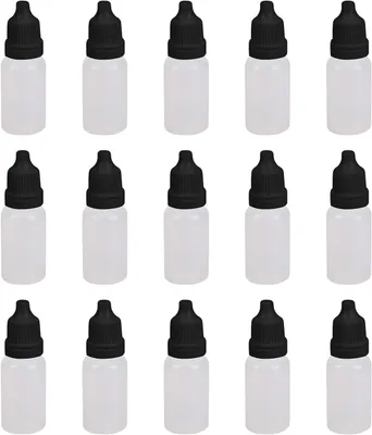 Obrázok produktu pre Kapacie fľaše 20 ml, 15 kusov, opakovane použiteľné, na tekutiny, priehľadné