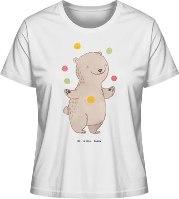 Produktbild von Mr. & Mrs. Panda Frauen T-Shirt Bär Jonglieren Größe XL - Weiß - Geschenk, Damen Kurzarmshirt, Baumwoll, Jongleur, Zirkus, shirt, Oberteil, Sommershirt, Artistik