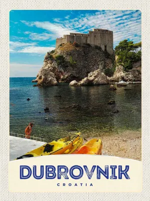 Produktbild von vianmo Holzschild 40x30 cm Debrovnik Kroatien Meer Architektur Bildmotiv Reisemotiv Europa