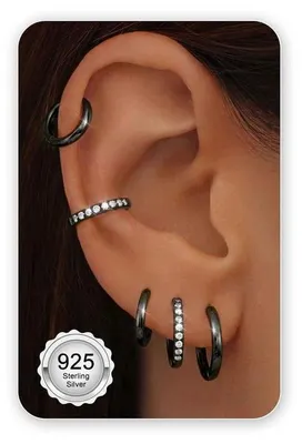 Produktbild von 5 Paar Creolen Silber Gold 925 für Damen Herren Knorpel Ohrringe 8/10/12mm