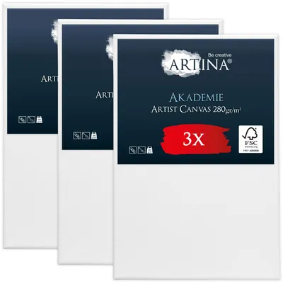 Produktbild von Artina Keilrahmen Leinwand Akademie, 30x40cm, 3er Set