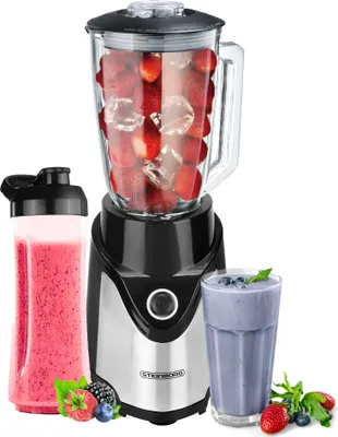 Obrázok produktu pre Steinborg Stand Mixer s hrnčekom To-Go | 600 ml sklenený džbán + 570 ml hrnček To-Go Smoothie | Vysokokvalitný 6-polohový oceľový nôž | Bez BPA | 500 W