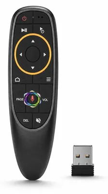 Produktbild von 2,4 GHz Air Mouse Fernbedienung mit Gyroskop & Sprachsteuerung – USB-Dongle – IR-Lernfunktion, 10 m Reichweite – für PC und Smart-TV