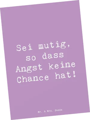Produktbild von Mr. & Mrs. Panda Postkarte Spruch Angst überwinden - Lavendeltraum - Geschenk, Fotokarte, Zuversicht, Herausforderungen, Freude, Stärke, Vertrauem, Ansichtskarte, Trost