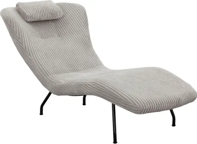 Produktbild von SalesFever Relaxliege mit Nackenkissen | Bezug Texturstoff | Gestell Metall schwarz | B 80 x T 180 x H 82 cm | hellgrau